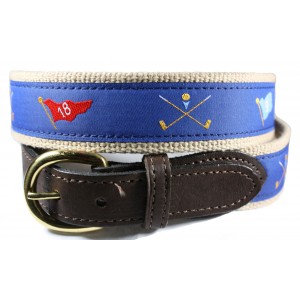 Crossed Flags and Clubs Golf Belt