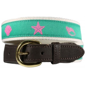 GREEN-PINK Sea Shells Belt