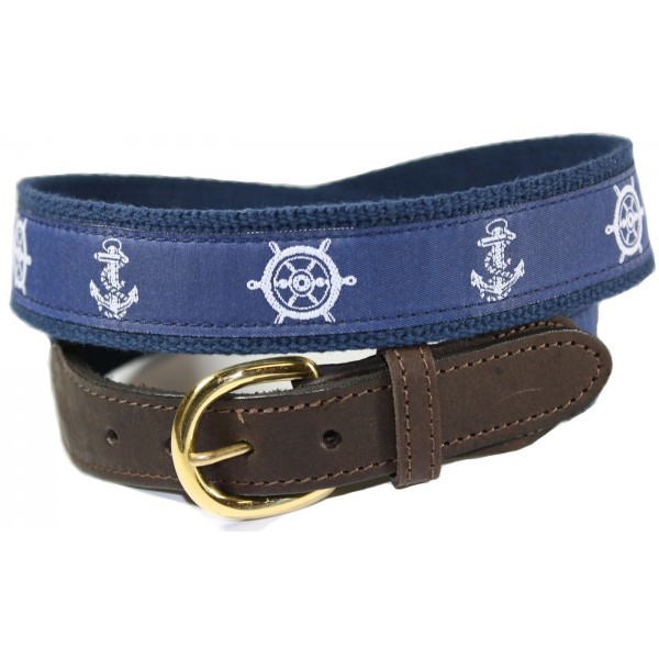 Belt With Anchor Buckle Pure Tuscan Leather Nautical Theme -  Canada