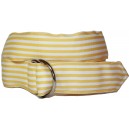 Ladies D-Ring Belt - Yellow & White Stripes